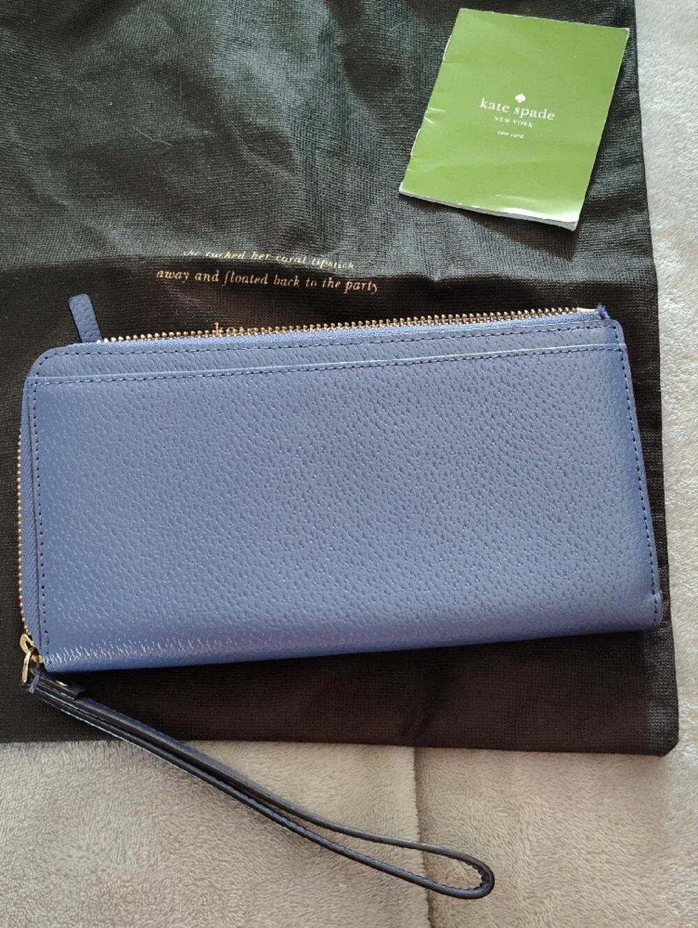 kate spade Lavender Blue Leather Zip Wallet with Wristlet